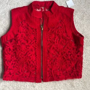 Beautiful Sleeveless Red Vest with zipper